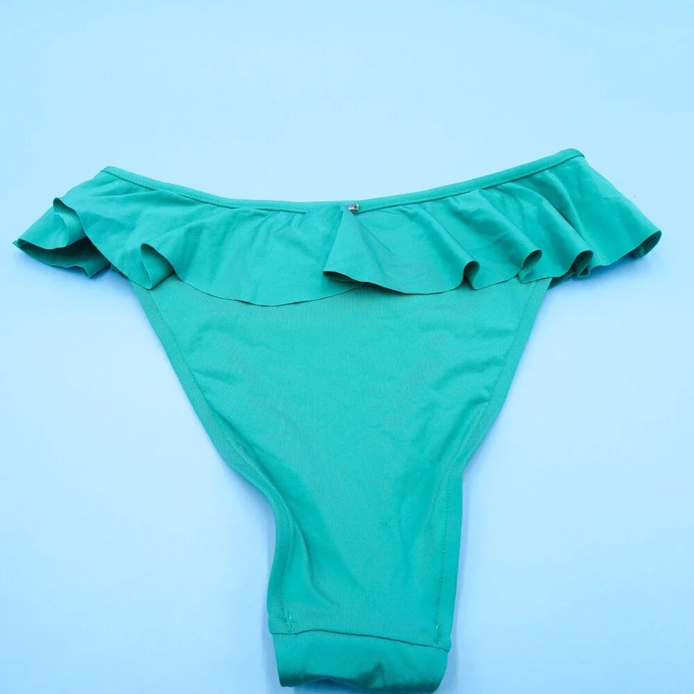 Victorias Secret Medium Green Ruffle Frill Hipster High Waist Bikini Bottom Aqua